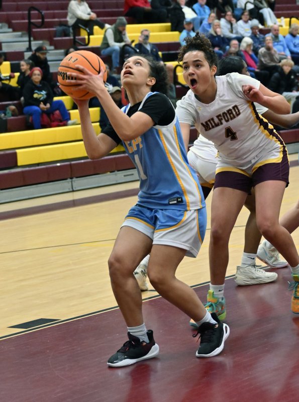 Cape senior Erinn Rodriguez readies to go up strong in the paint.