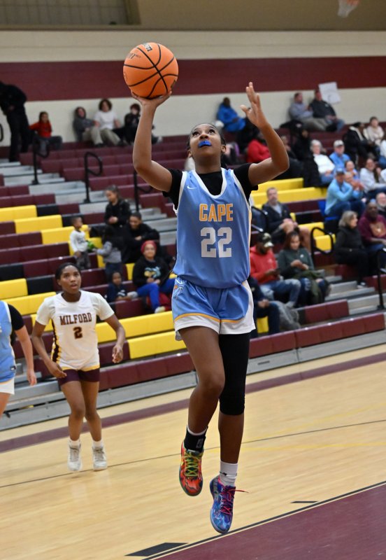 Cape freshman Natalie Horsey goers up for a shot in the paint.