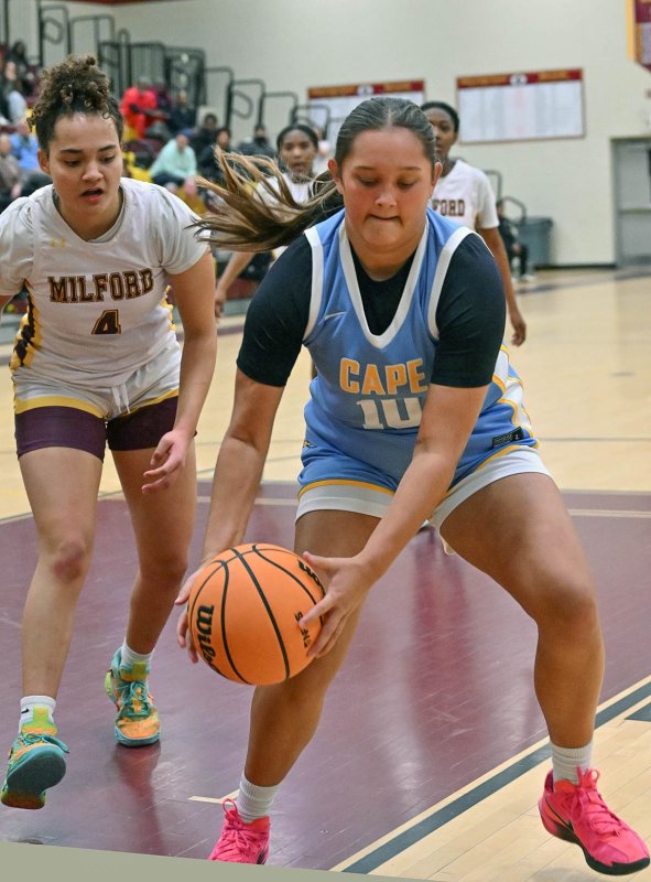 Cape sophomore Kallea Eleazar gets possession down low.