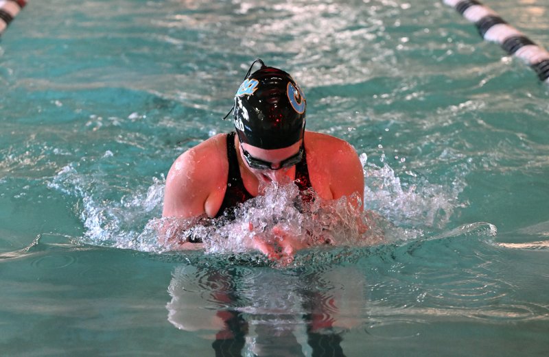Cape junior Hayden Hazzard swims the breast stroke leg of the medley relay.