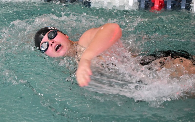 Cape sophomore Noel Rowlands swims the 100 freestyle.
