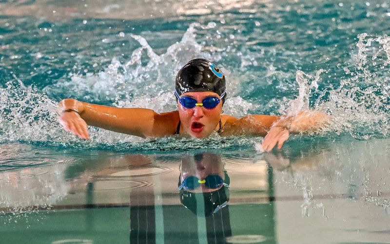 Cape freshman Sara Caldwell swims the IM.
