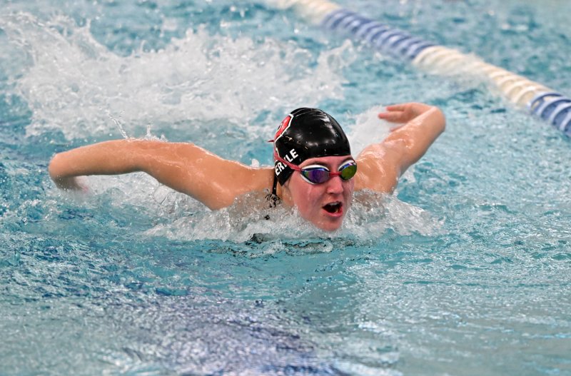 Panthers senior Elizabeth Merkle swims the butterfly.