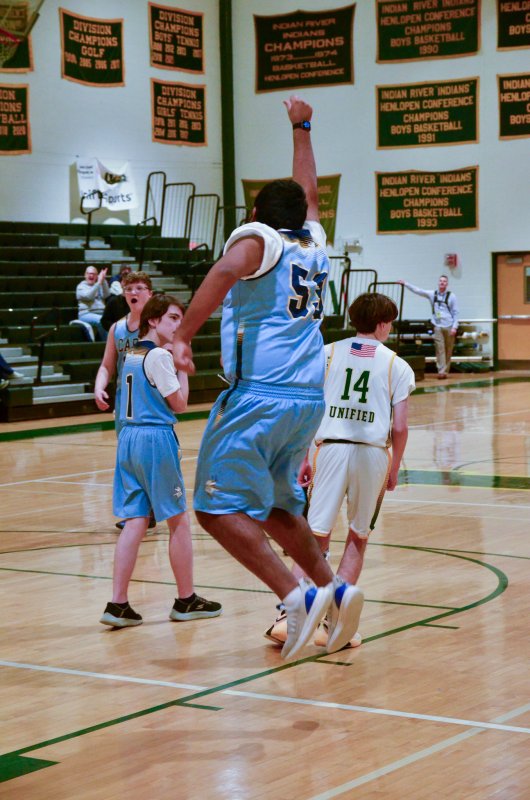 Cape sophomore Jwalit Patel celebrates a successful shot.