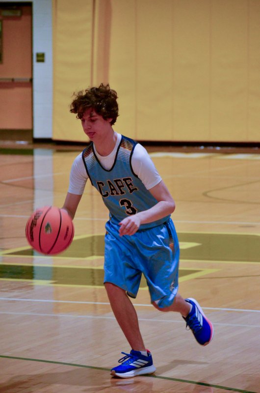 Vikings sophomore Xavier Zimmer begins his stroll into the lane.