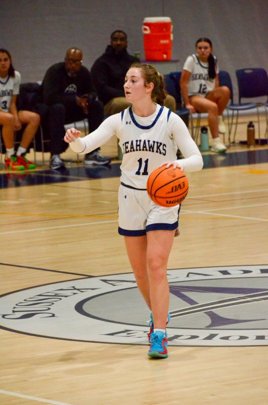 Sussex Academy sophomore Reilly Mobilia calls out the offense.