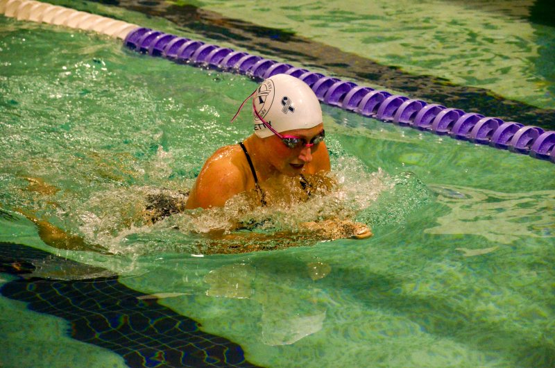 Seahawks junior Sam Petty swims the breaststroke.