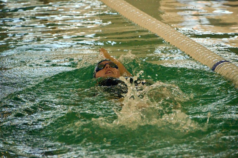 Seahawks sophomore Lillie Bradley backstrokes in the medley.