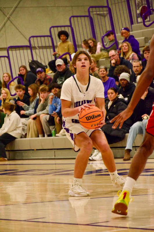 Delmarva Christian junior Josh LoRusso eyes up a three.