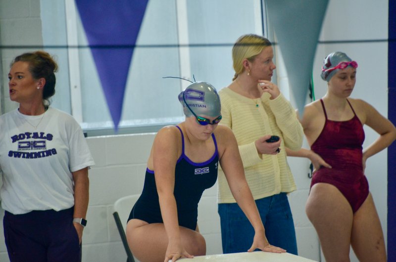 Delmarva Christian senior Libby Dawson gets focused before the 100 freestyle.