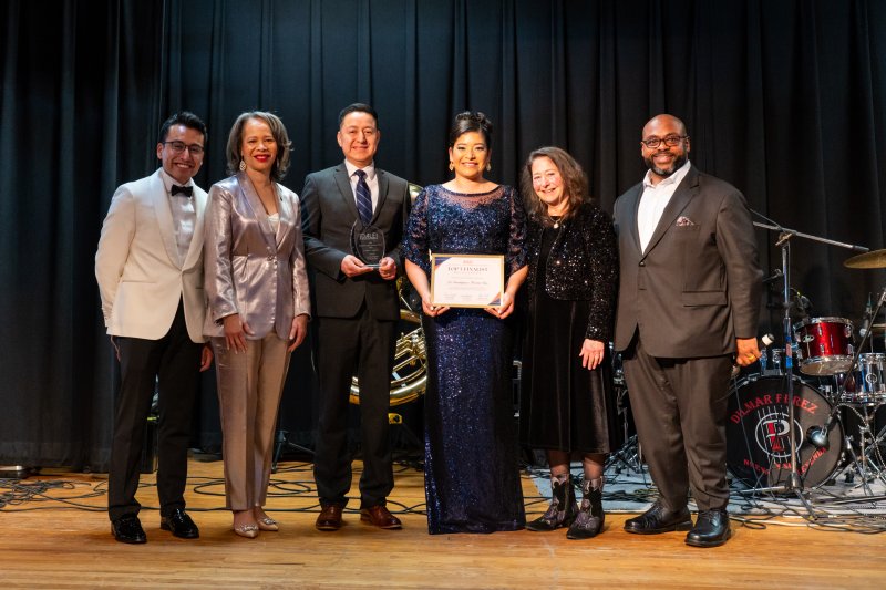 Gathered at the awards gala are (l-r) Rony Baltazar-Lopez, Delaware Office of New Americans director; Sen. Lisa Blunt Rochester; Jose Castillo and Marlen Camacho, co-owners of La Guadalupana Mexican Store; Mary Dupont, La Plaza Delaware executive director; and Jose Quinones, La Plaza board chair and owner/broker of Linda Vista Real Estate Services. SUBMITTED PHOTOS