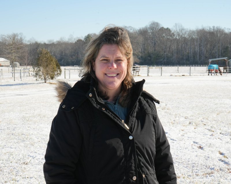 Sarah Hayes braves the cold to give a tour of her Milford farm, where Jesse’s Place Foundation is based.