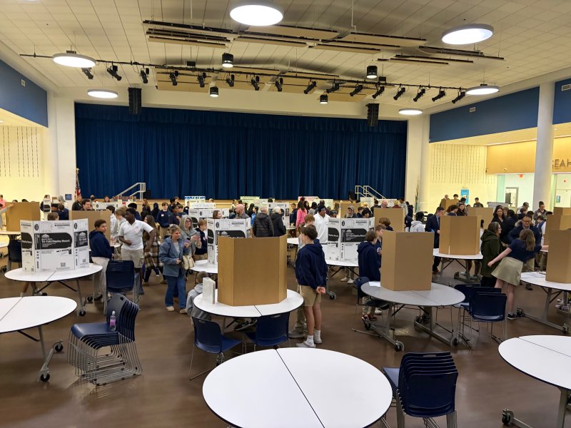 Students are scattered throughout the cafeteria with their presentations at Sussex Academy Jan. 15. RYAN MAVITY PHOTO