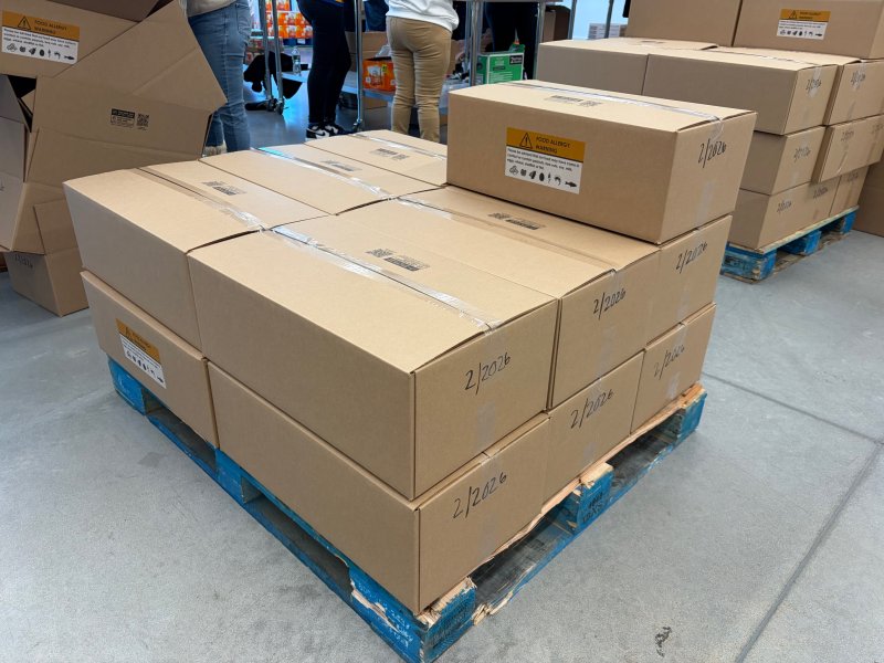 Food boxes are set for distribution.