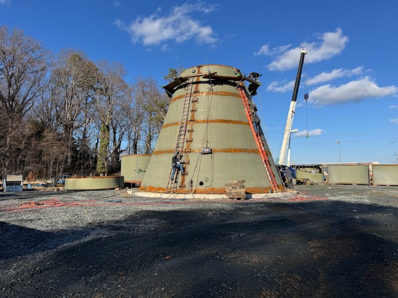 Photos taken by the Lewes Board of Public Works show progress being make on the new $6.27 million water tower. It is located on the Jones Farm property between Kings Highway and Savannah Road, near Cape Henlopen High School. SUBMITTED PHOTOS