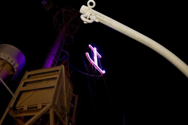 The anchor on the Lightship Overfalls as it was being lowered at 7 p.m. on New Year’s Eve. Lewes held anchor drops at 7 p.m. and midnight, for the first time. BILL SHULL PHOTOS
