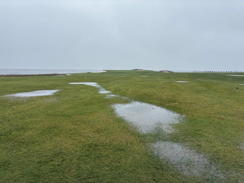 Hurricanes and nor’easters during late summer and fall in the Cape Region can wreak wet havoc on local golf courses, as in this picture of the 19th hole at Rehoboth Beach Country Club. Careful management is needed to deal with water from above and especially salt water flooding in from the Inland Bays. FRITZ SCHRANCK PHOTOS
