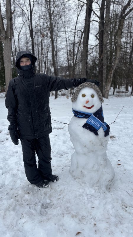 Noa Urrestarazu of Milton created a Union Soccer fan on his snow day. Photo by Erin Shivone.