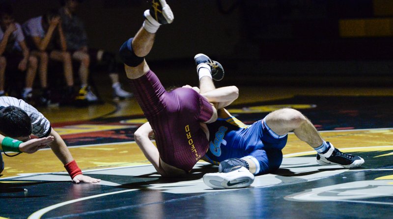 Cape’s Austin Guerrieri pins Charlie Truesdale at 126.