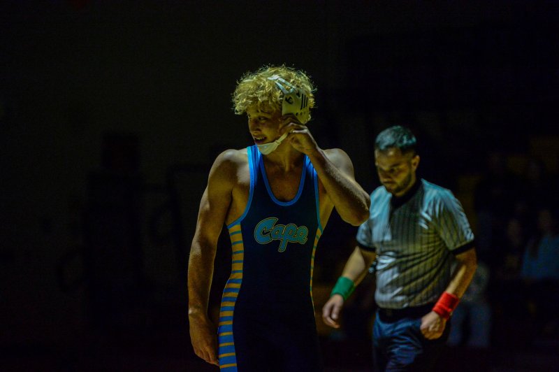 Cape’s Grayson Davis wins the 150-pound bout.