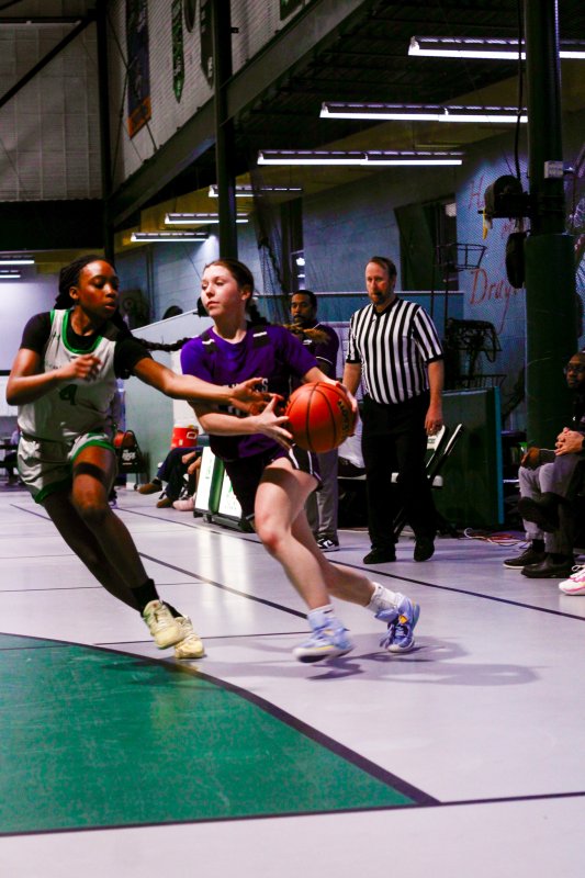 Delmarva Christian sophomore Avery McCoy begins her drive.