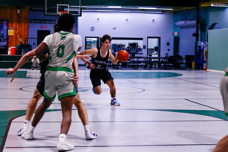 Delmarva Christian junior Isaiah McCluskey enters the arc.