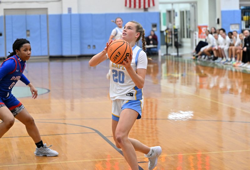 Cape junior Ally Diehl goes up in the paint.