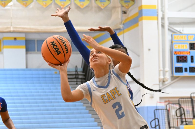 Cape sophomore Mikaela Gordon goes up strong for two and a foul.
