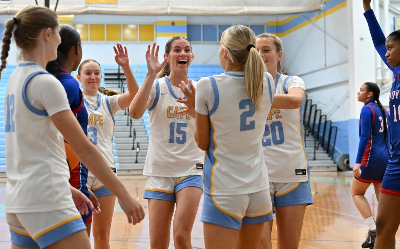 The Cape team celebrates Mikaela Gordon’s and-one.