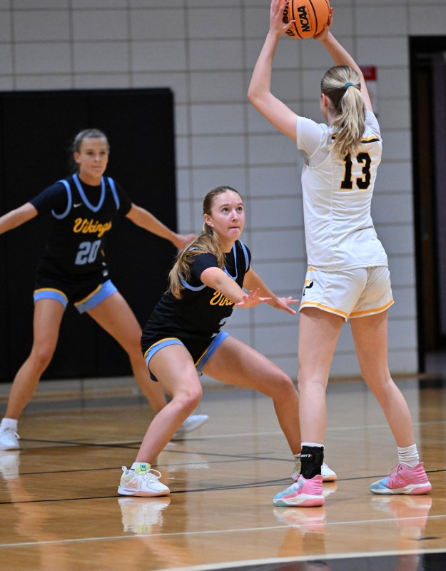 Junior Mairead Rishko plays tough defense on the Pandas’ Gianna Graham.