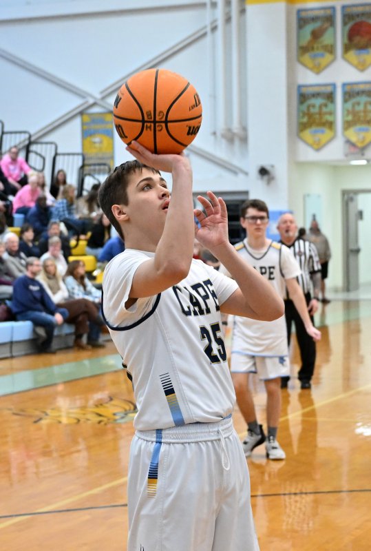 Cape sophomore Aiden Curran takes a shot.