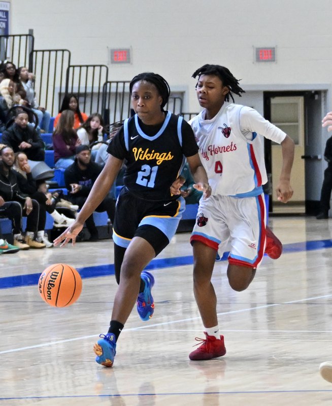 Senior Jurnee White drives to the paint.