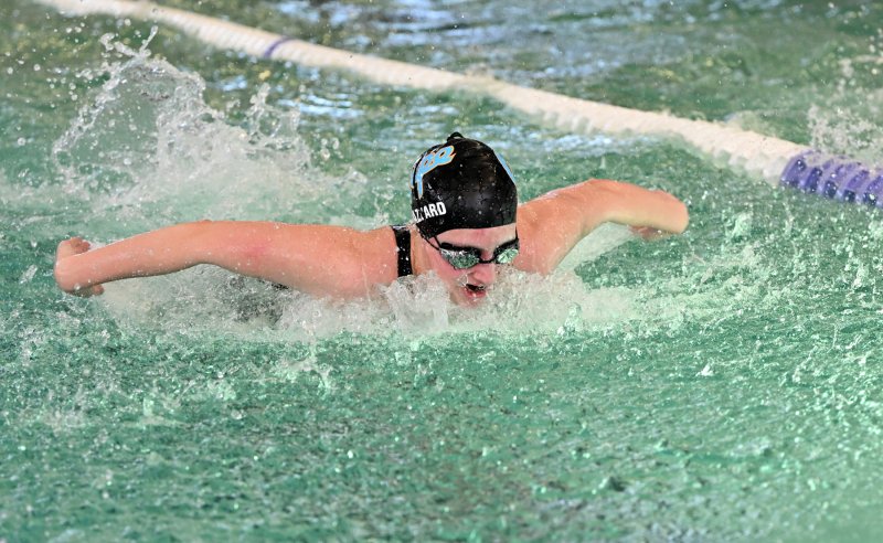 Cape junior Hayden Hazzard swims to fourth in the individual medley with a time of 2:21.83.