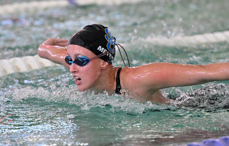 Sussex Central junior Claire Meyer finishes the 200 Individual medley with a time of 2:36.42.