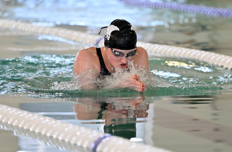 Sussex Tech sophomore Jenna Chambers swims to fourth in the 100 breaststroke with a time of 1:13.16.