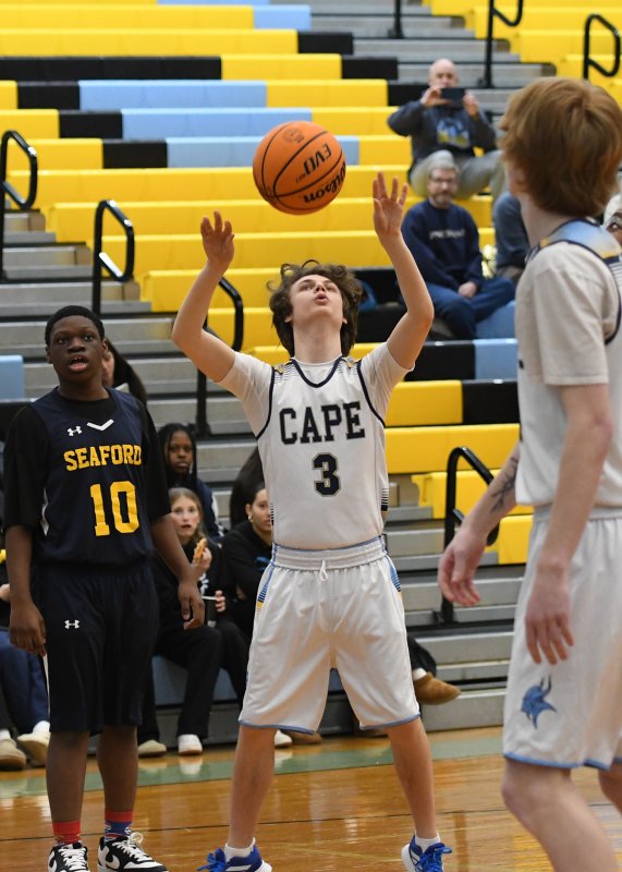 Sophomore Xavier Zimmer takes a jumper.
