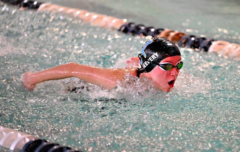 Sophomore Addison Freebery swims the IM.