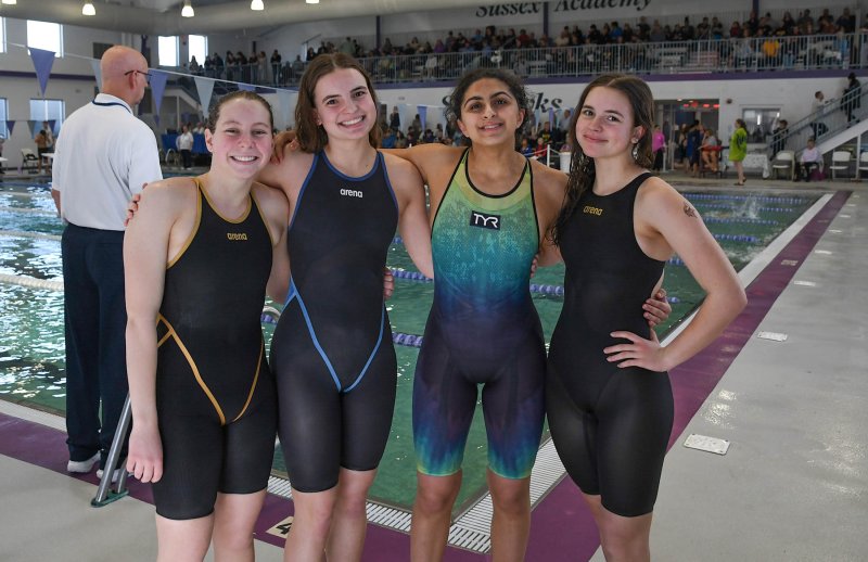 The winning 200 free relay team from Cape are (l-r) Zoey Neufeld, Isla Touw, Mia Jaoude and Lily Touw.