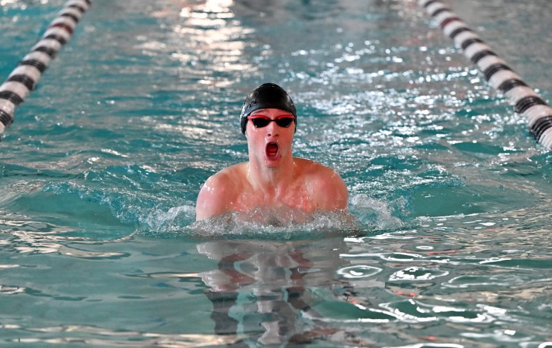 Sophomore Jack Bain swims the 200 IM for the Vikings.