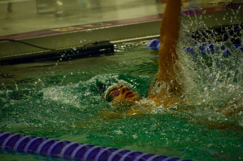 Seahawks senior Angel Figueroa finishes up the backstroke.