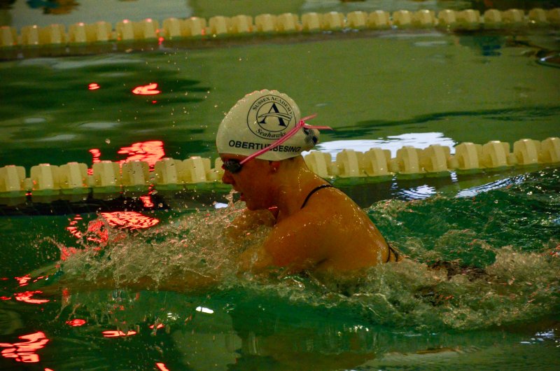 Sussex Academy senior Emily Obertubbesing grabs some air.