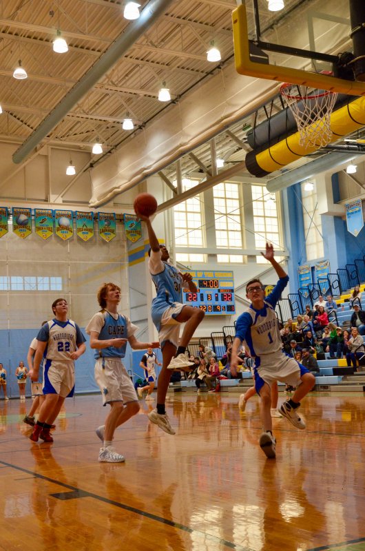Vikings senior Zane Richardson grabs some air.