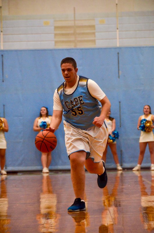 Cape junior Austin Hastings races down the court.