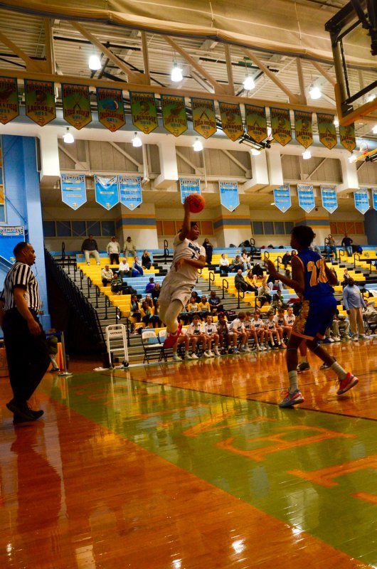 Fred Thomas eighth-grader Arristyn Richards showed some effort to try and save this ball.