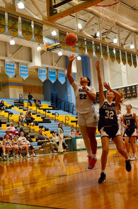 Fred Thomas eighth-grader Malia Jackson puts up a layup.