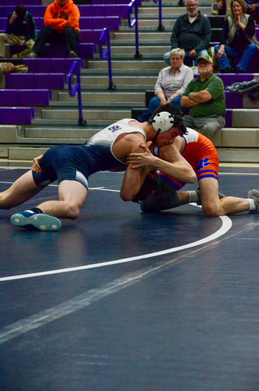 Sussex Academy senior Ryan Buckler tries to operate with exposing his legs.