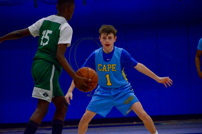Beacon seventh-grader Lucas Skonieczki locks in on defense.