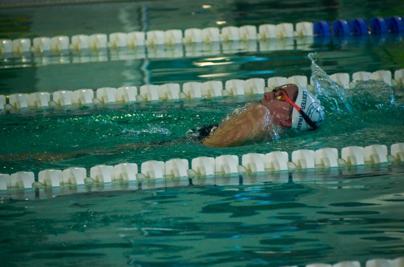 Sussex Academy senior Sarah-Lester Stranick nears the turnaround in the backstroke.