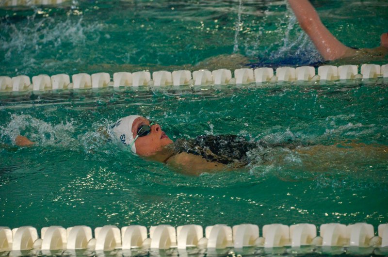 Seahawks senior Victoria Evans calmly executes the backstroke.