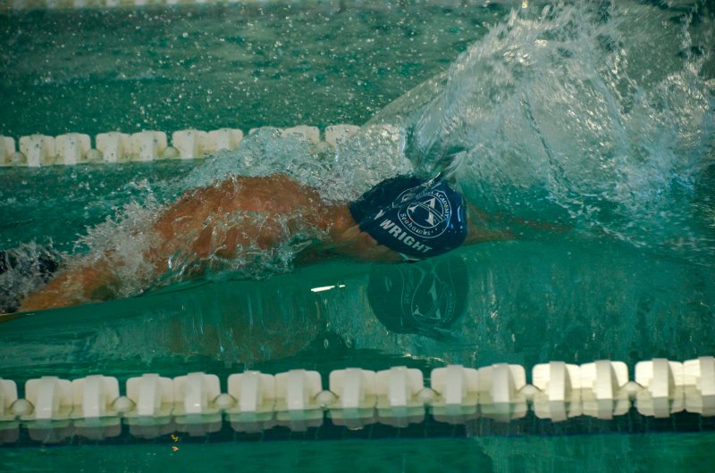 Sussex Academy senior Christian Wright rarely takes a breath in the 50.